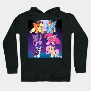 Mane 6 bat ponies scene Hoodie